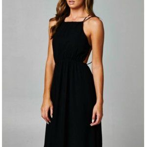 Navy Chiffon Midi Dress Size Medium M NWT